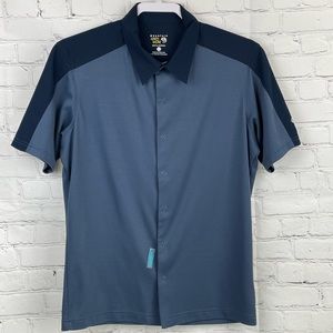 Mountain Hardwear Men’s Snap Closure Short Sleeve Shirt Two Tone Blue Medium